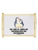 Mr. & Mrs. Panda Holz Tablett Pinguine Einschlafen mit Spruch in Grau Pastell