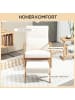 HOMCOM Schaukelstuhl mit Hocker-96L x 65B x 94,5H cm-Cremeweiß