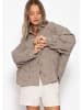 SASSYCLASSY Musselin Bluse mit Lochstickerei in Taupe