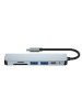 TechProtect 6in1 Multifunktionsadapter V4 USB-C – USB-A/ USB-C/ HDMI /Micro SD /TF in Grau