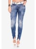 Cipo & Baxx Röhrenjeans in Blue Jeans-White