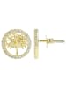 Adeliás Damen Ohrringe – Ohrstecker Lebensbaum aus 925 Silber mit Zirkonia in gold