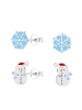 Alexander York Ohrstecker-Set SCHNEEFLOCKE & SCHNEEMANN in 925 Silber - 4-tlg.