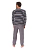 NORMANN Frottee Schlafanzug lang Pyjama RingelMuster - 82377 in grau