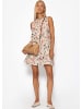 SASSYCLASSY Ärmelloses Musselin Kleid mit Volants und floralem Print in Beige Floral