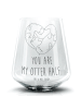 Mr. & Mrs. Panda Blümchentail Glas Otter Herz mit Spruch in Transparent