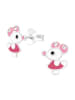 Alexander York Ohrstecker MAUS Kristall weiß in 925 Sterling Silber, 2-tlg. in rose
