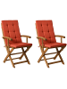 Beliani 2er-Set Gartenstuhl MAUI PREMIUM in Heller Holzfarbton/Rot