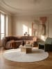 KADIMA DESIGN Teppich rund Geometrisch pflegeleicht Wohnzimmer Schlafzimmer Flur in Creme