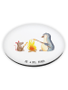 Mr. & Mrs. Panda Rund Magnet Pinguin Lagerfeuer ohne Spruch in Weiß