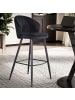 KADIMA DESIGN 2er Set Barhocker Samt Hocker mit Lehne, Küchenhocker in Schwarz