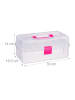 relaxdays Aufbewahrungsbox in Transparent/ Pink - (B)33 x (H)14 x (T)19,5 cm