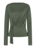 More & More softes, asymmetrisches Langarmshirt, Knot-Detail in forest green