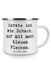 Mr. & Mrs. Panda Camping Emaille Tasse Spruch Karate Schach mit ... in Weiß