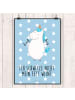 Mr. & Mrs. Panda Poster Einhorn Fitness mit Spruch in Blau Pastell
