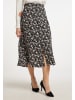 Usha Damen Midirock Mit Blütenprint in Schwarz Mehrfarbig