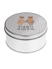 Mr. & Mrs. Panda Zuckerdose Faultier Pärchen mit Spruch in Grau Pastell