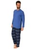 NORMANN Schlafanzug lang Pyjama karierte FlanellHose - 76556 in blau