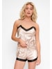 Linga Dore top + Short Satin in Champagne/ black