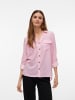 Vero Moda Legeres Blusen Hemd mit Brusttaschen Krempelärmel VMBUMPY in Pink