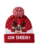 tectake Gestrickte Weihnachtsmütze mit Bommel, rot