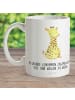 Mr. & Mrs. Panda Camping Tasse Giraffe Zufrieden mit Spruch in Weiß