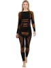 normani 2 x Thermooberteil Langarm Shirt Skiunterwäsche für Damen in Orange/Schwarz
