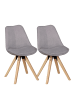 KADIMA DESIGN 2er Set Esszimmerstühle mit Samtbezug und Holzbeinen, skandinavisches Design in Grau