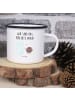 Mr. & Mrs. Panda XL Emaille Tasse Milch Keks mit Spruch in Weiß
