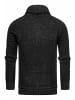 Rusty Neal Stehkragen Grobstrick Biker Pullover mit Hohem Rollkragen in Schwarz