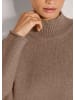 MADELEINE Moderner Glattstrickpullover mit Stehkragen in berber / melange