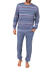 NORMANN Schlafanzug lang Pyjama Bündchen Kuschel interlock - 86897 in blau