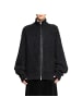 Jil Sander Schwarz Alpaka Leder Strickjacke
