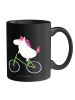 Mr. & Mrs. Panda Porzellantasse Einhorn Radfahrer ohne Spruch in Schwarz