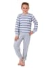 NORMANN Frottee Schlafanzug Pyjama langarm Bündchen Streifen in grau