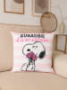 Snoopy Peanuts Snoopy Kissen Zuhause ist es Plüsch Zierkissen 40 x 40 cm in rosa