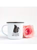 Mr. & Mrs. Panda Kaffeebecher Stinktier Sitzen mit Spruch in Weiß