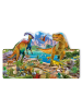 WALLART Kindergarderobe Holz - T-Rex und Parasaurolophus in Bunt