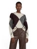 Zero  Grobstrick-Pullover mit Intarsie in Patch Cream/Brown