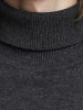 Jack & Jones Dünner Rollkragen Strickpullover Rundhals Basic Sweater JJEEMIL in Dunkelgrau