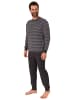 NORMANN Frottee Schlafanzug Bündchen Streifen - 67684 in grau