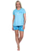 NORMANN Shorty Schlafanzug kurz Schriftzug - 75124 in hellblau