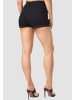 MiSS RJ High Waist Denim Jeans Shorts Bermuda Stretch Hose mit Spitze in Schwarz