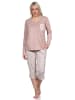 NORMANN Pyjama kurzarm Schlafanzug Caprihose Leoprint - 72606 in braun