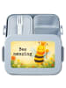 Mr. & Mrs. Panda Bento Box Biene König Design mit Spruch in Blau Pastell