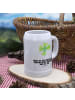 Mr. & Mrs. Panda Bierkrug Blume Kleeblatt mit Spruch in Weiß