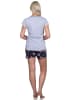 NORMANN kurzarm Shorty Schlafanzug Schmetterling - 79055 in grau