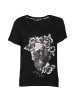 Roberto Geissini Flower Skull T-Shirt Schwarz