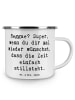 Mr. & Mrs. Panda Camping Emaille Tasse Spruch Reggae Freude mit ... in Weiß