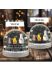 Mr. & Mrs. Panda Schneekugel Pinguin Lagerfeuer mit Spruch in Kreidetafel